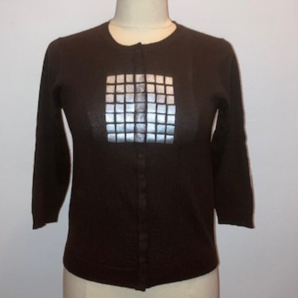 Michel Klein AVV 3/4 Sleeve Snap front Crew Cardigan NWOT